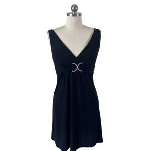 American City Wear Y2K Evening Dress Womens JR Small Black Rhinestone Goth Glam